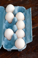 beautiful big white organic eggs in tray