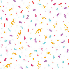 Fun confetti seamless repeat pattern. Great for a birthday party or an event celebration invitation or decor. Surface pattern design. - 201137444