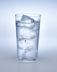 water with ice in the glass
