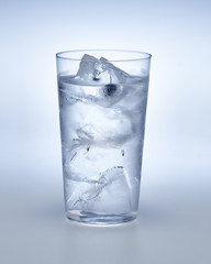 water with ice in the glass