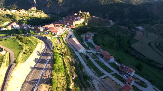 Aerial view by Drone in Linares de Mora, Spain 4k Video