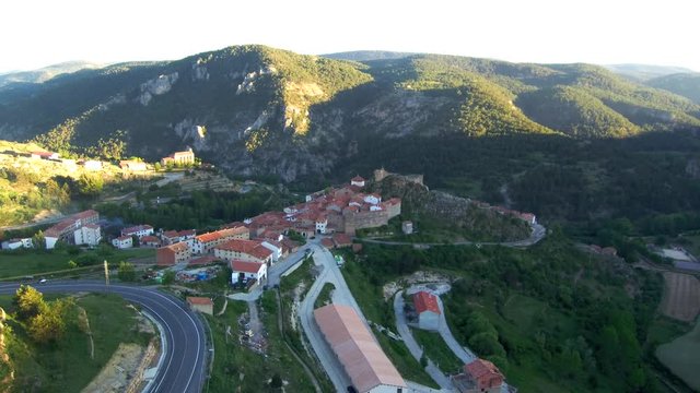 Aerial view by Drone in Linares de Mora, Spain 4k Video
