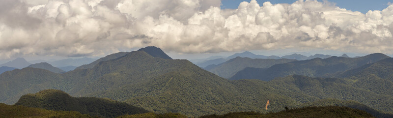 A band of cumulus clouds forming over the Cordillera del Condor on the border of Ecuador with Peru....