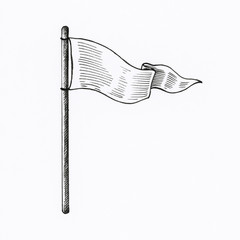 Hand drawn white flag isolated on background © Rawpixel.com