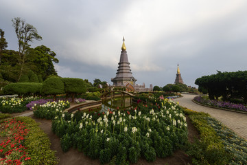 Naklejka premium Pagoda on the top of Doi Inthanon Chiang Mai, Thailand.