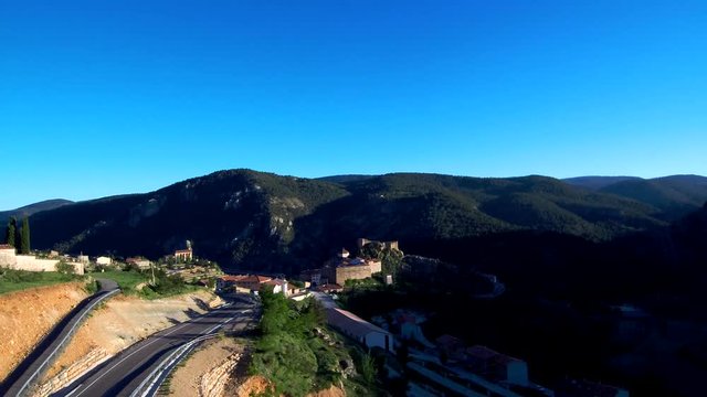 Aerial view by Drone in Linares de Mora, Spain 4k Video