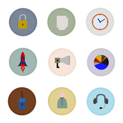 Vector business flat icon set on white background