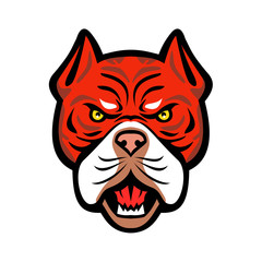 Red Tiger Bulldog Head Front Mascot