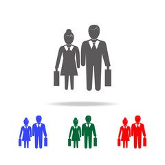 Pictogram of a businessman and a businesswoman icon. Elements of human resource in multi colored icons. Business, human resource sign. Looking for talent. Search man vector icon