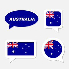 Set of Australia flag in dialogue bubble