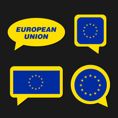 Set of European Union flag in dialogue bubble