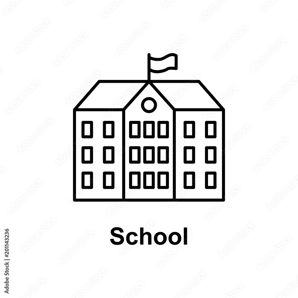 Poster school building icon. element of school icon for mobile concept and web apps. thin line icon for web