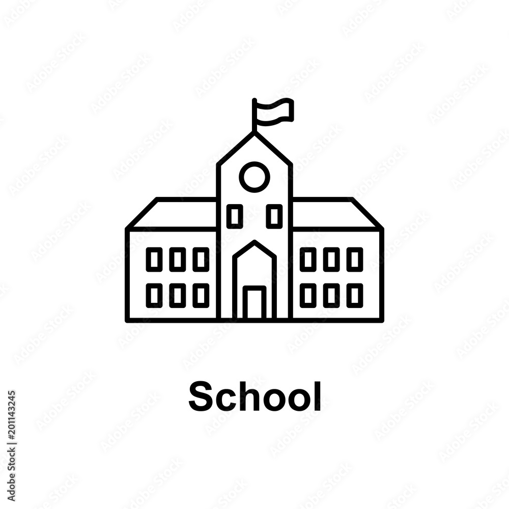 Poster school building icon. element of school icon for mobile concept and web apps. thin line icon for web