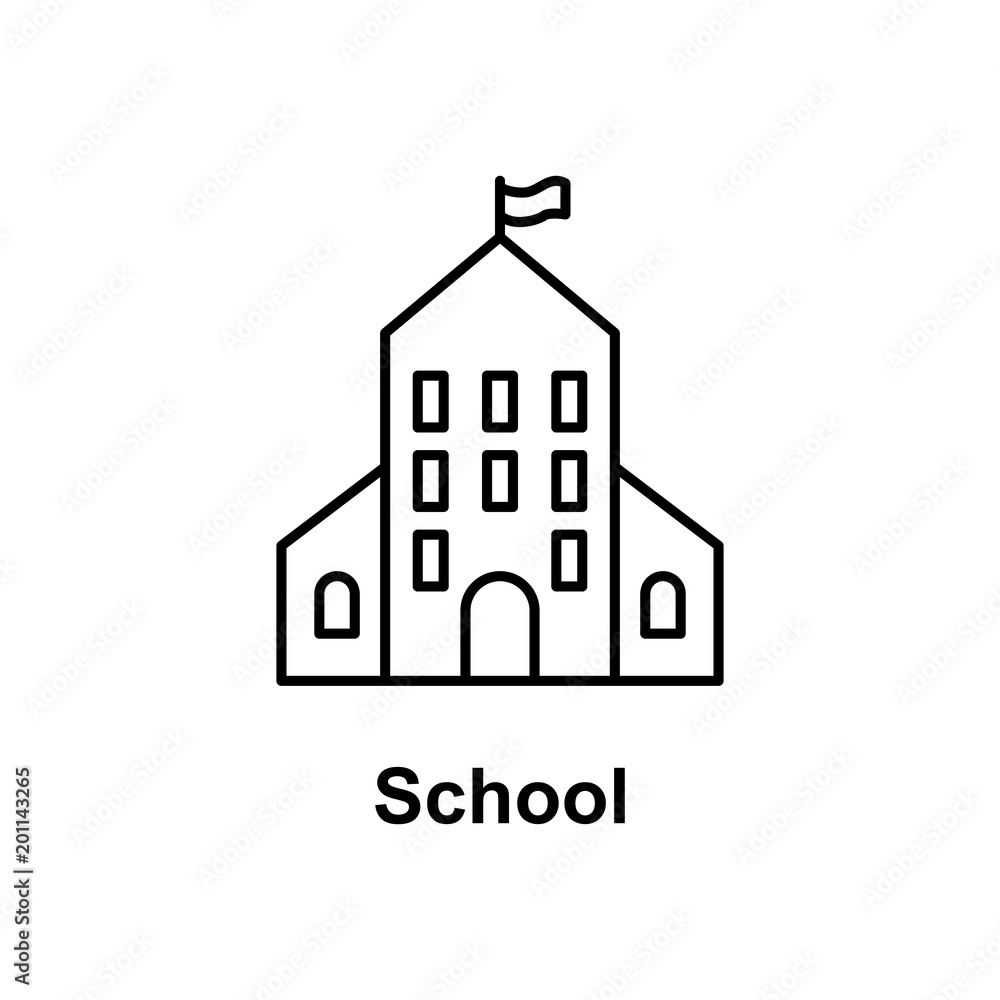 Poster school building icon. element of school icon for mobile concept and web apps. thin line icon for web