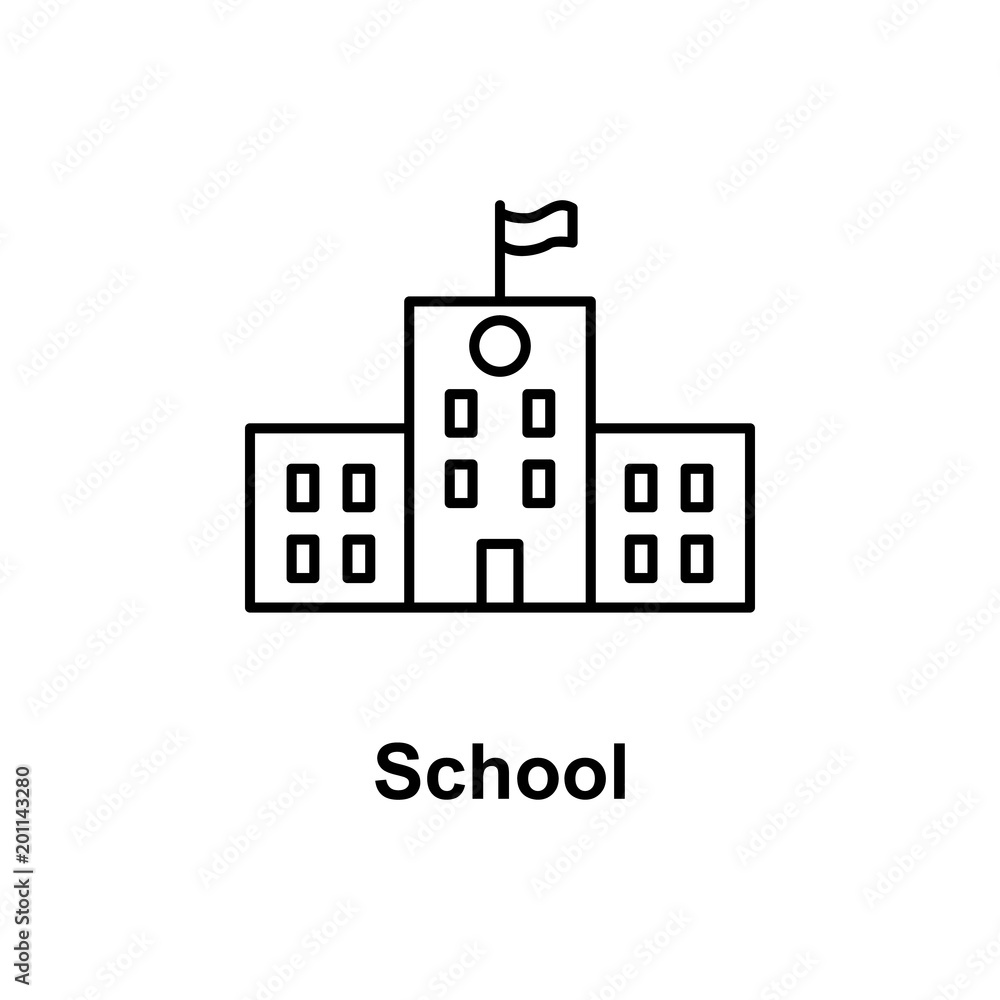 Poster school building icon. element of school icon for mobile concept and web apps. thin line icon for web