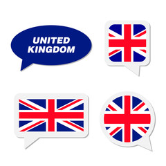 Set of United Kingdom flag in dialogue bubble