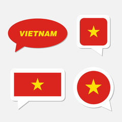 Set of Vietnam flag in dialogue bubble