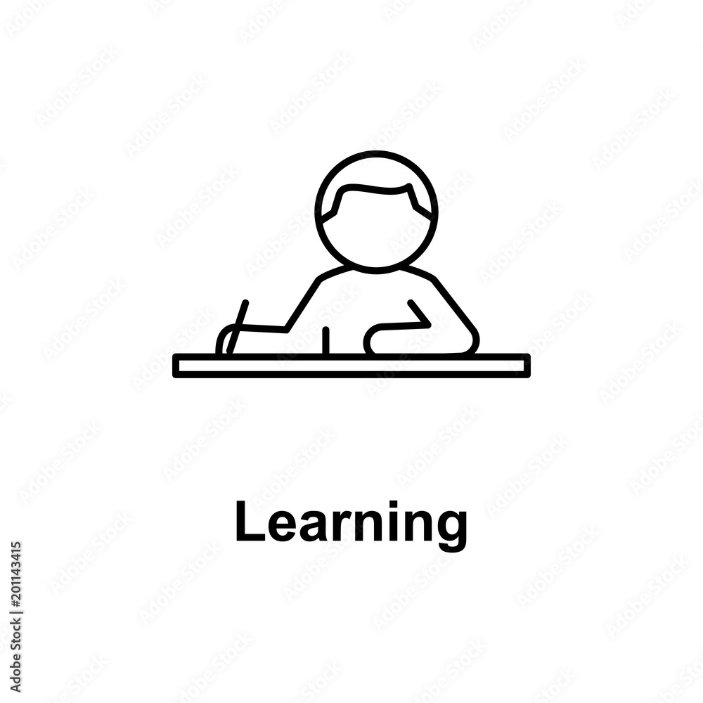 Poster the schoolboy teaches at the lesson icon. element of school icon for mobile concept and web apps. th