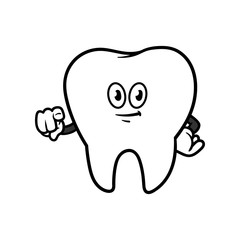 Cartoon Pointing Tooth Character