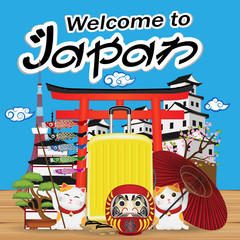 welcome to japan with japan object and landmark