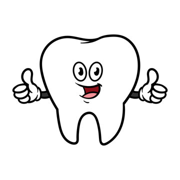 Cartoon Tooth Character Giving Thumbs Up