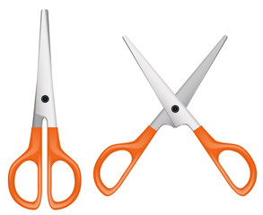 orange scissor on a white background vector