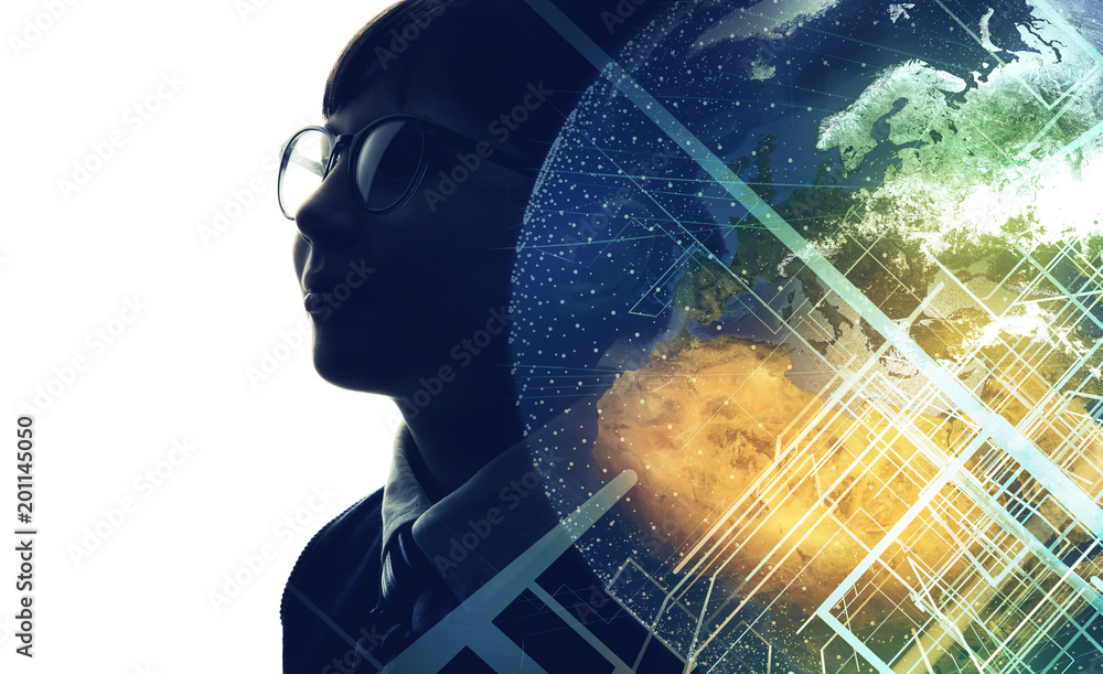 Poster Planet earth and education concept. elements of this image furnished by NASA. 3D rendering.