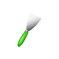 Metal spatula with green handle