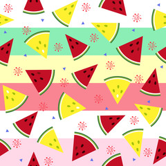 Colorful fresh watermelon fruits seamless summer pattern background vector format
