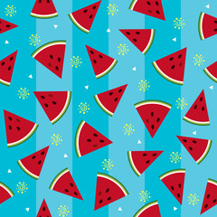 Colorful fresh watermelon fruits seamless summer pattern background vector format