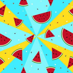 Colorful fresh watermelon fruits seamless summer pattern background vector format
