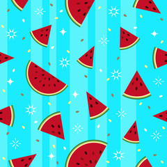Colorful fresh watermelon fruits seamless summer pattern background vector format
