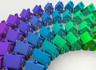 Fototapeta premium Homes Houses Colorful Diverse Community Background 3d Illustration