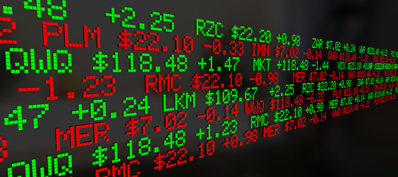 Stock Market Ticker Prices Scrolling Background 3d Illustration