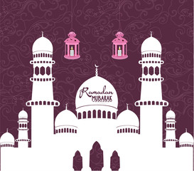 Ramadan Kareem Design Background. Illustration for greeting card, poster and banner