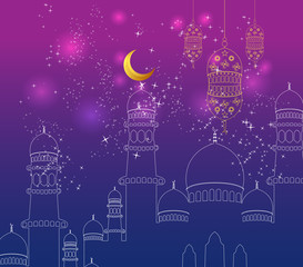Ramadan Kareem Design Background. Illustration for greeting card, poster and banner