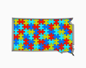 South Dakota SD Puzzle Pieces Map Working Together 3d Illustration