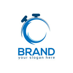 Stopwatch logo template, flat design