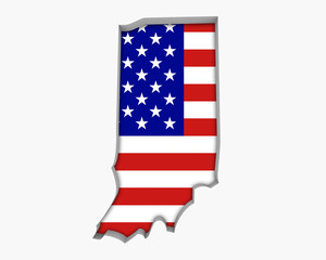 Indiana IN USA Flag Stars Stripes Map 3d Illustration