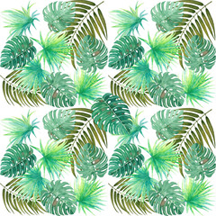 Obraz premium Watercolor palm leaves pattern