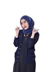 Young asian muslim woman with cute expression