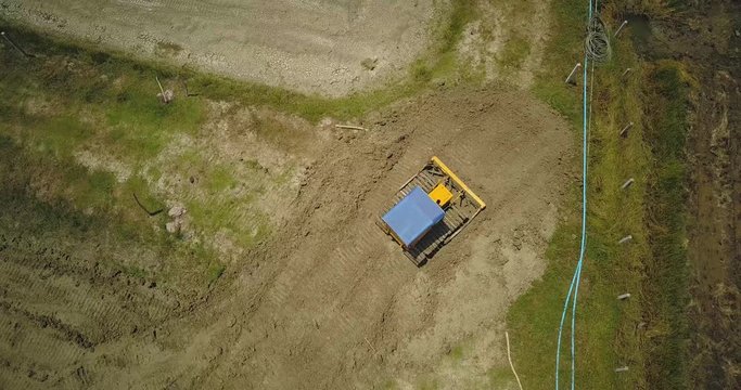 Aerial view loading bulldozer 10
