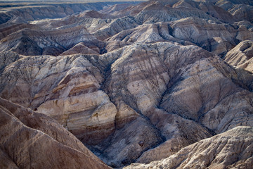 Looking Down at the Different Strata Layers in the Canyons in the Borrego Badlands in the Anza Borrego Desert State Park
