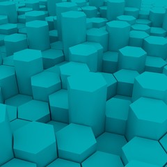 Blue hexagon pattern backgrond. 3d rendering