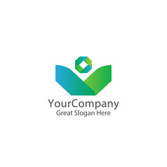 corporate business finance logo concept with abstract growth box cube flower leaf element for digital, apps and technology service thing. symbol template Vector illustration.