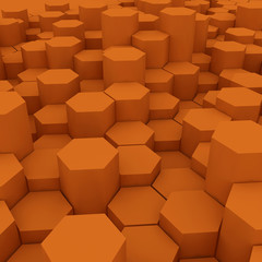 Orange hexagon pattern backgrond. 3d rendering