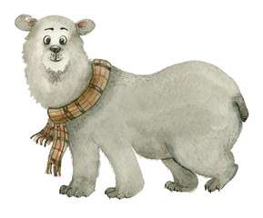 White bear in scarf