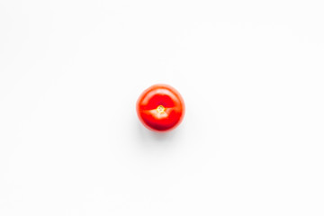 Fresh red tomato on white background top view copy space