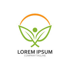 leaf people ecology logotype modern icon illustration