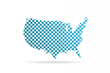 USA United States Chequered Map. Vector Graphic Design